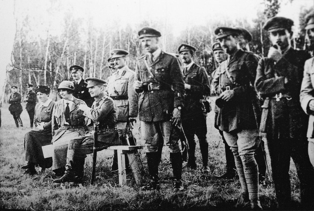 Detail of Admiral Alexander Kolchak (sitting) with British officers on the Eastern Front, Russia, 1918 by Anonymous