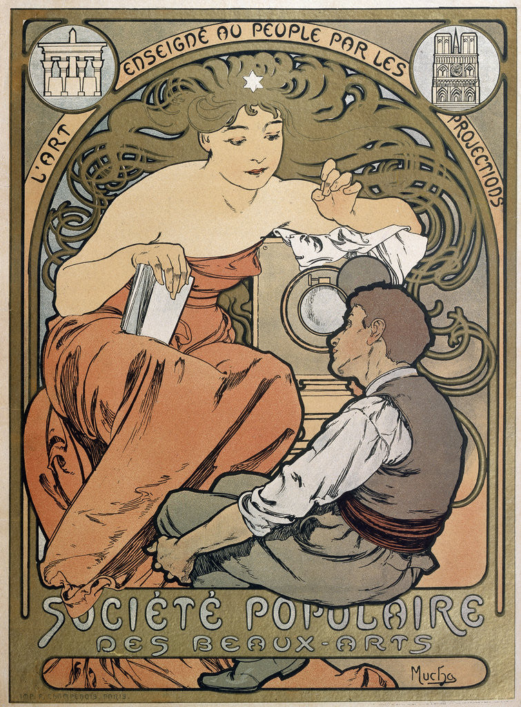 Detail of Poster for the Societe Populaire des Beaux Arts by Alphonse Mucha