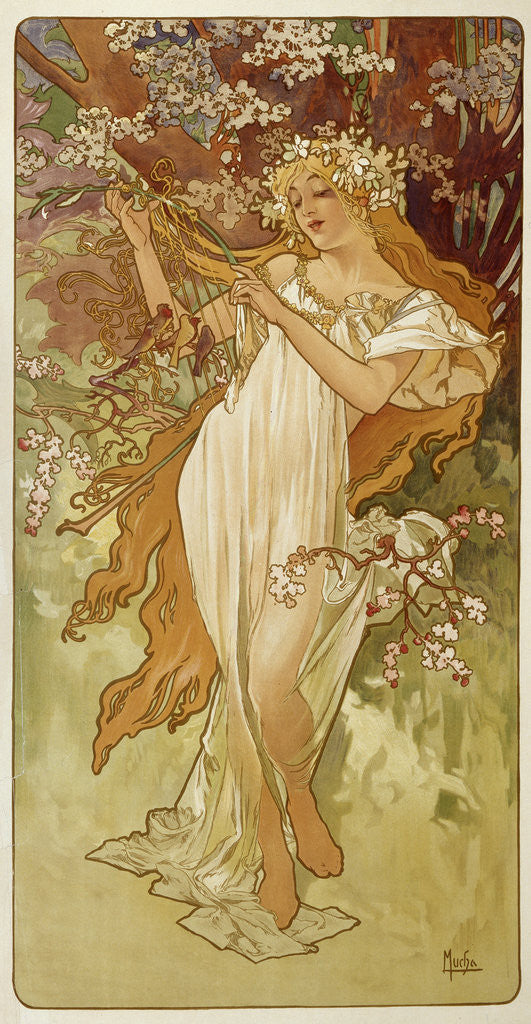 Detail of Spring by Alphonse Mucha