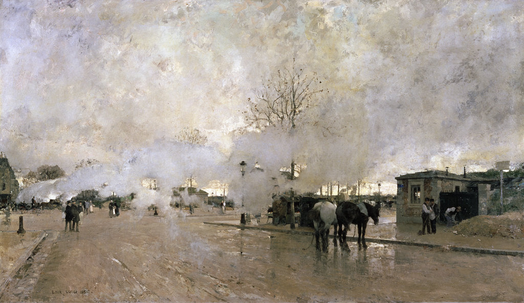 Detail of Smoke on the Paris Circuit Line, 1885. by Luigi Loir