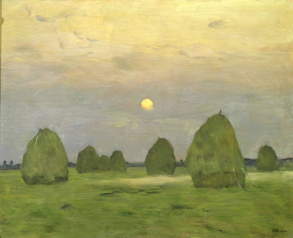 Detail of Twilight, The Haystacks by Isaak Levitan