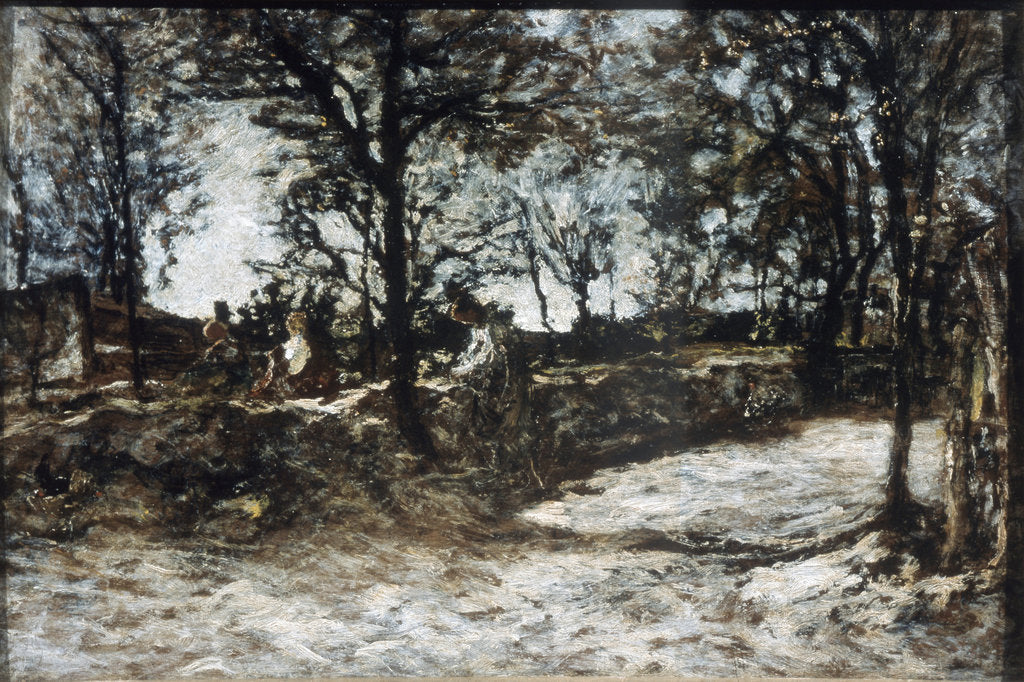 Detail of Landscape. Fontainebleau, 19th century. by Adolphe Monticelli