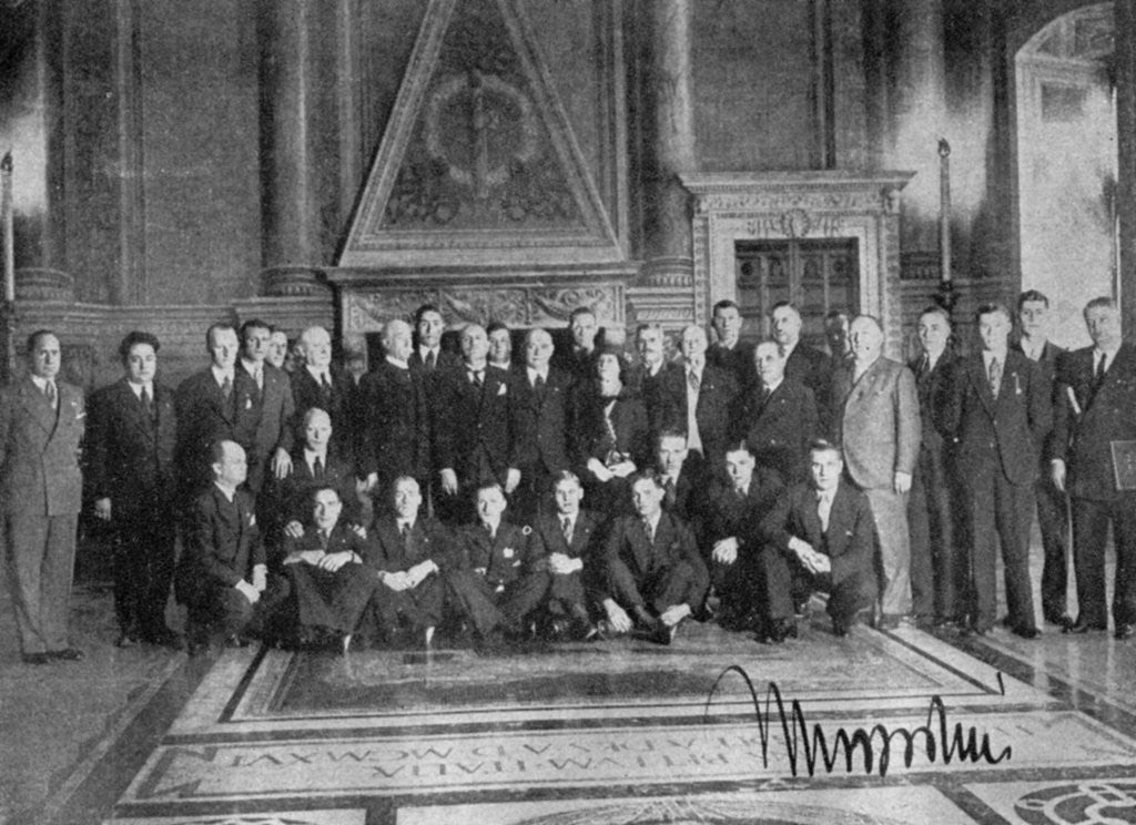 Detail of Il Duce poses, FA tour, Palazzo di Venezia, Rome, Italy by Anonymous