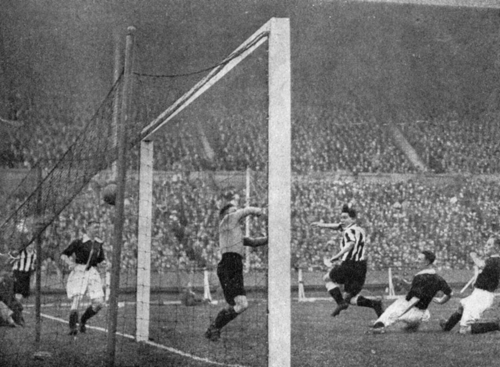 Detail of Jack Allen heads Newcastle's first goal, FA Cup Final, Wembley, London by Graphic Photo Union