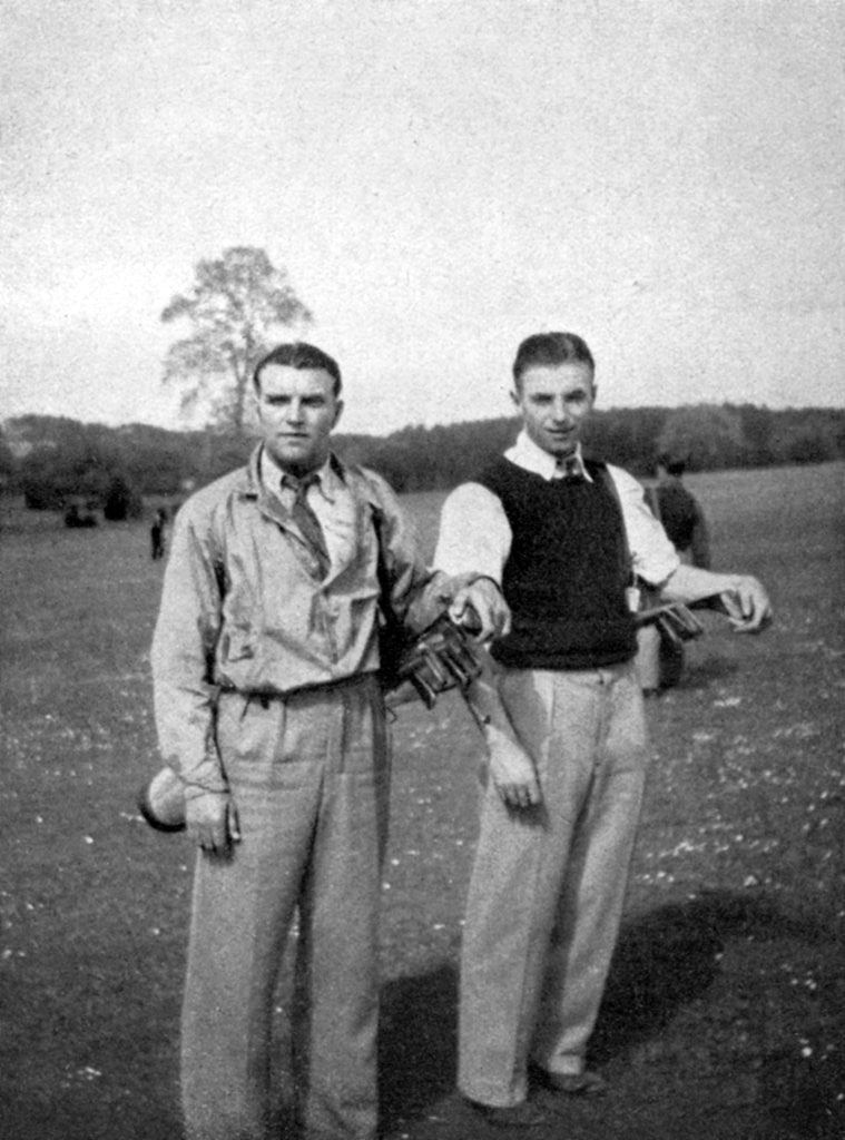 Detail of Stanley Matthews and Eddie Hapgood pause between shots during a round of golf by Anonymous