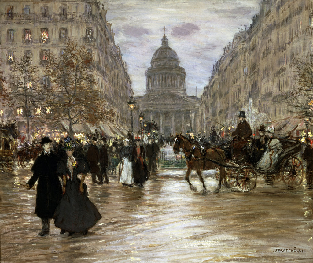 Detail of Boulevard Saint-Michel, late 19th or early 20th century. by Jean Francois Raffaelli