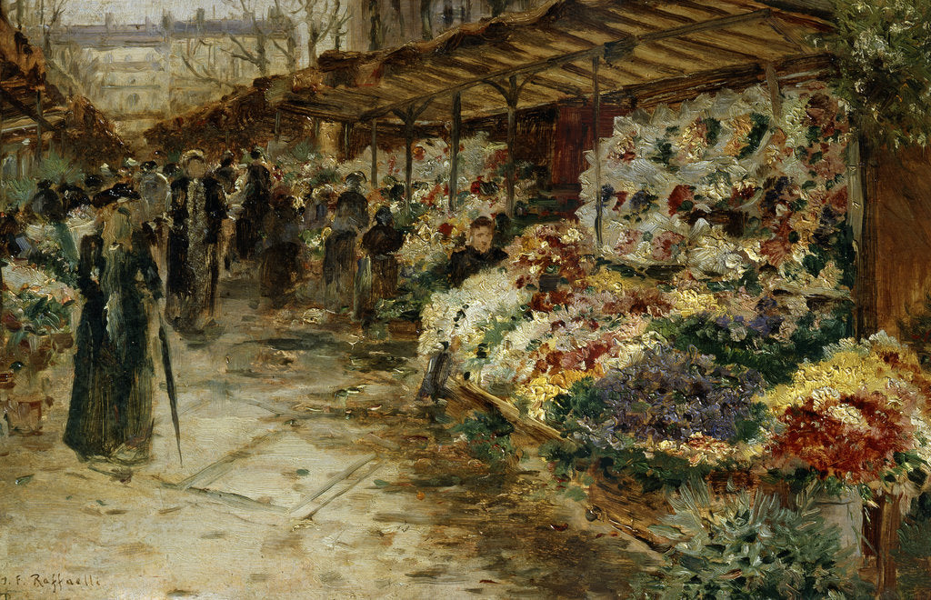 Detail of Flower Market, 1882. by Jean Francois Raffaelli