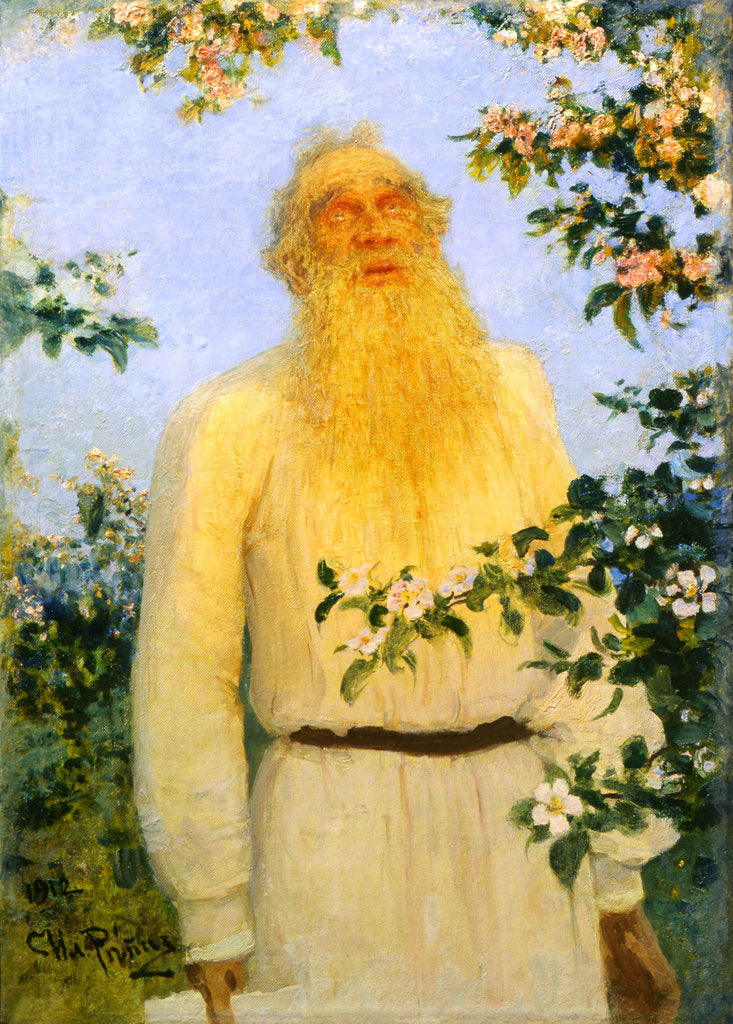 Detail of Portrait of the author Leo N Tolstoy, 1912. by Il'ya Repin