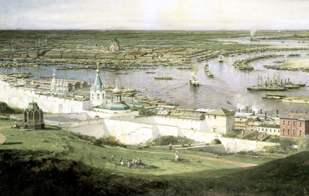 Detail of View of Nizhny Novgorod, 1878. by Aleksey Bogolyubov