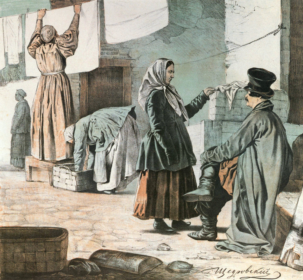 Detail of Laundresses, 1846. by Ignati Shchedrovsky