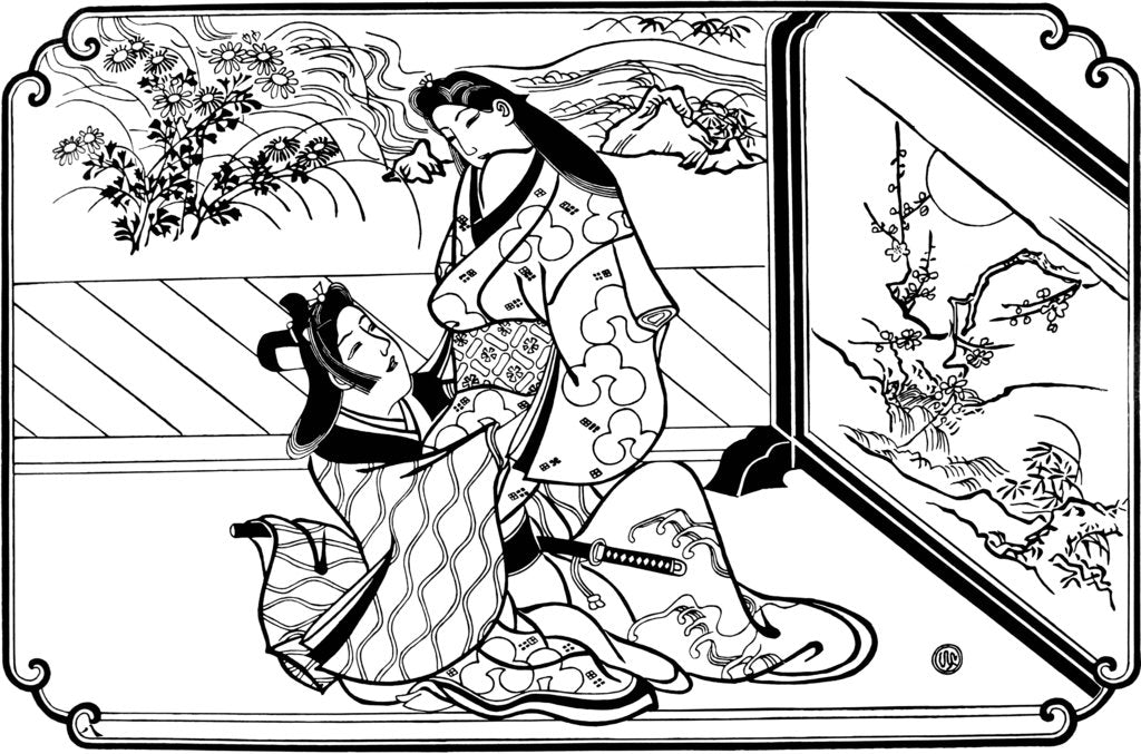 Detail of Behind the Screen, 1680s. by Hishikawa Moronobu