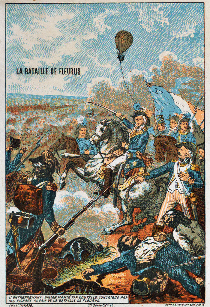 Detail of The balloon Entreprenant, flown by Coutelle, at the Battle of Fleurus, 1794 (1890s) by Anonymous
