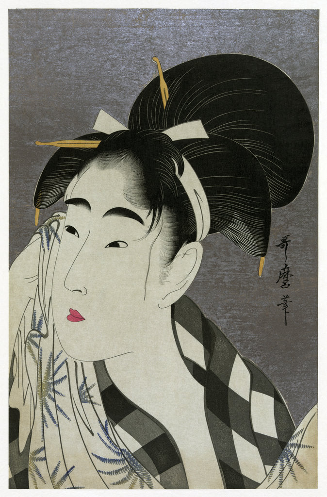 Detail of Woman Wiping Sweat, 1798. by Kitagawa Utamaro