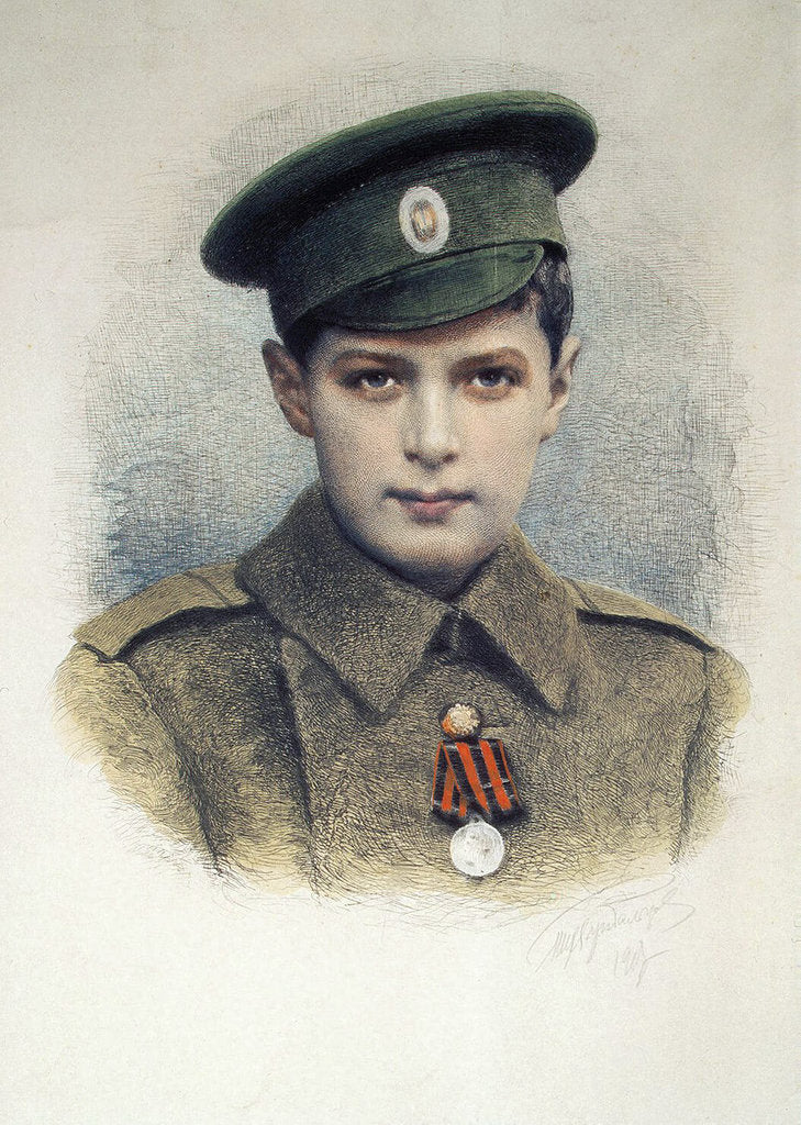Detail of Tsarevich Alexei as a lance-corporal of the Russian Army, 1917 by Anonymous