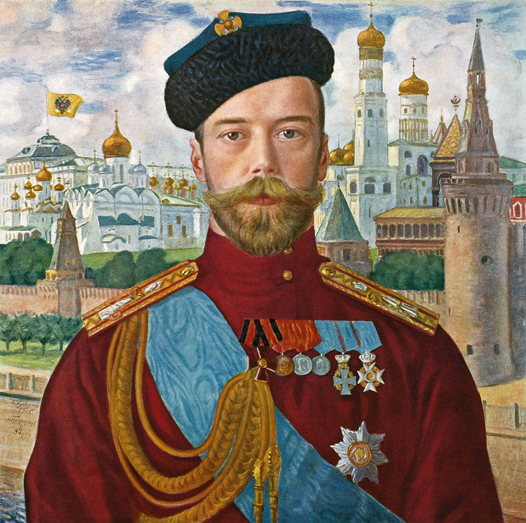 Detail of Tsar Nicholas II of Russia, 1915. by Boris Mikhajlovich Kustodiev