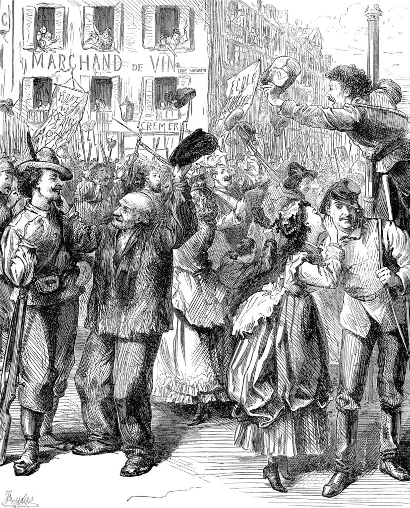 Detail of Defence of Paris: students going to man the barricades, Franco-Prussian War, 1870 by Frederick Barnard