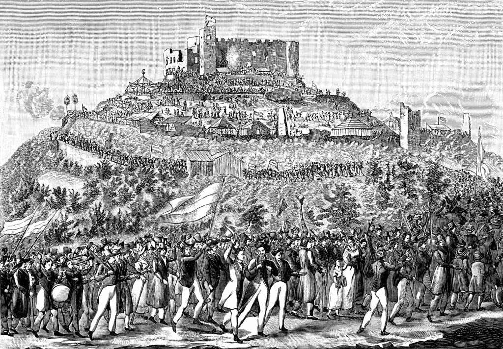 Detail of Procession to Hambach Castle on 27th May 1832. by Anonymous