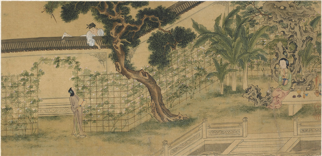 Detail of Scene from the play Romance of the West Chamber, by Wang Shifu, 16th century. by Qiu Ying