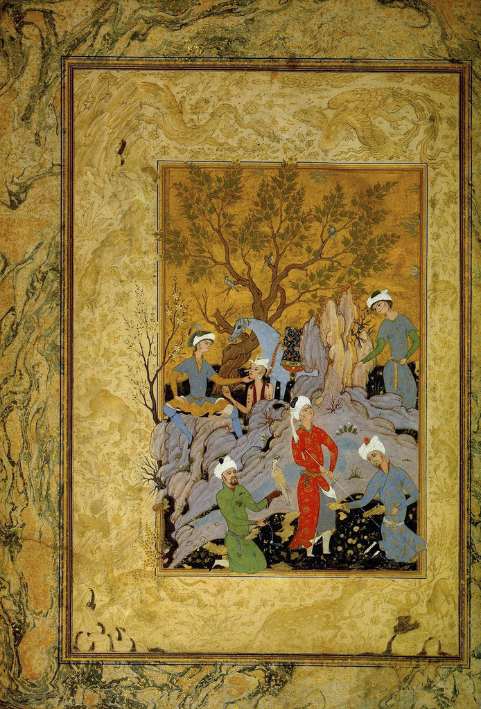 Detail of A Princely Hawking Party in the Mountains, c1575. by Mirza 'Ali