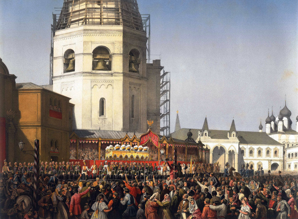 Detail of Procession after the coronation of Tsar Alexander II of Russia, Moscow, 1856. by Jean Sorieul