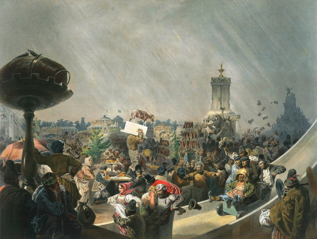 Detail of Public festivities following the coronation of Tsar Alexander II, Khodynka Field, Moscow, 1856. by Mihály Zichy