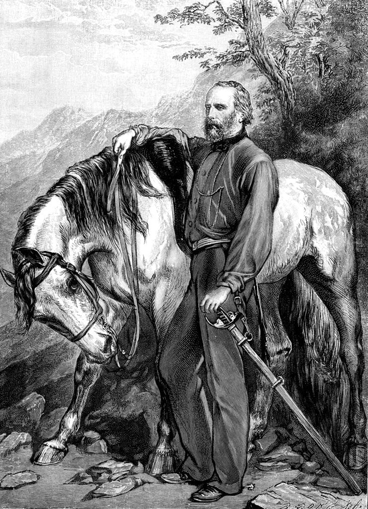 Detail of Giuseppe Garibaldi, Italian patriot and soldier of the Risorgimento, 1861. by Anonymous