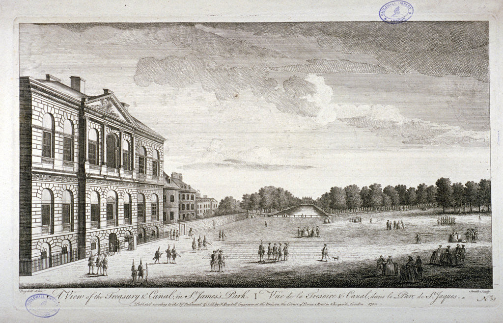 Detail of The Treasury and the canal in St James's Park, Westminster, London by John Smith