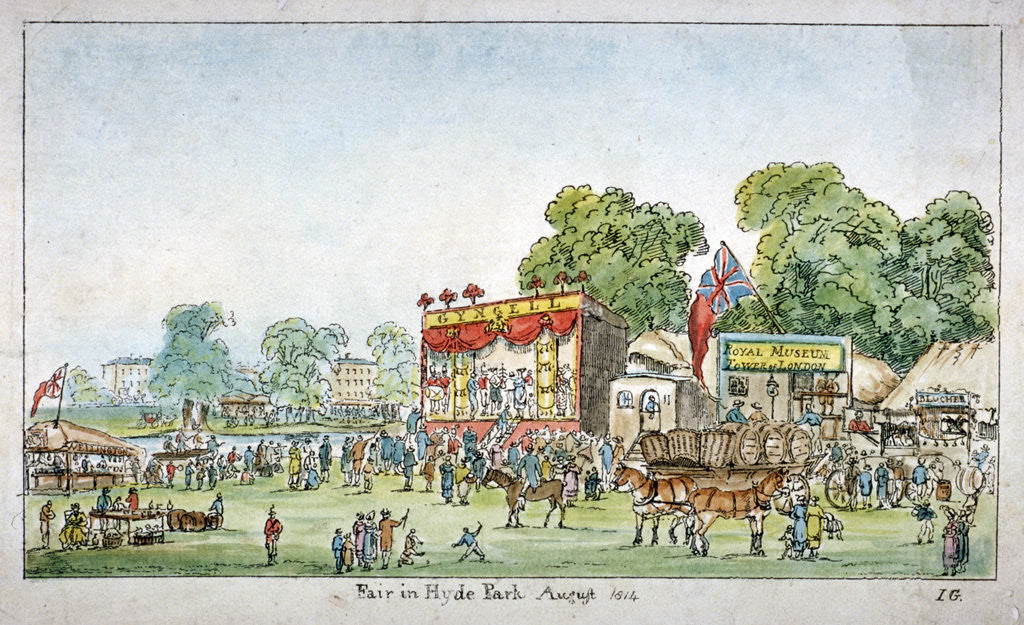 Detail of Fair in Hyde Park, Westminster, London by J Gordon