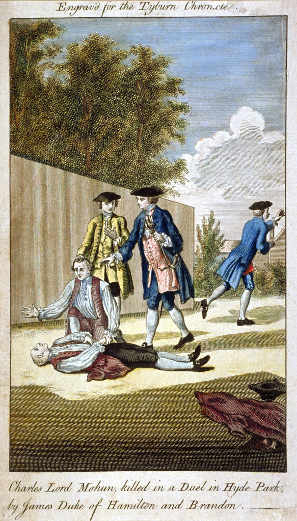 Detail of Aftermath of a duel, Hyde Park, Westminster, London, 1712 (1768) by Anonymous