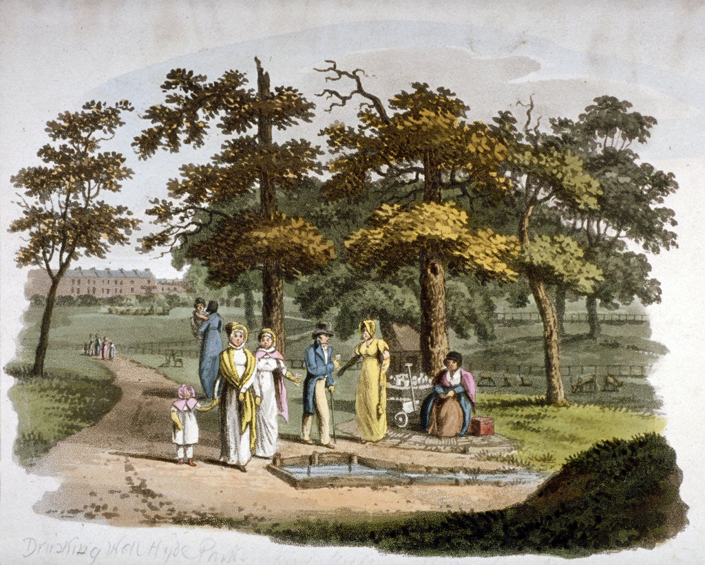 Detail of View of a drinking well, Hyde Park, Westminster, London by William Pickett