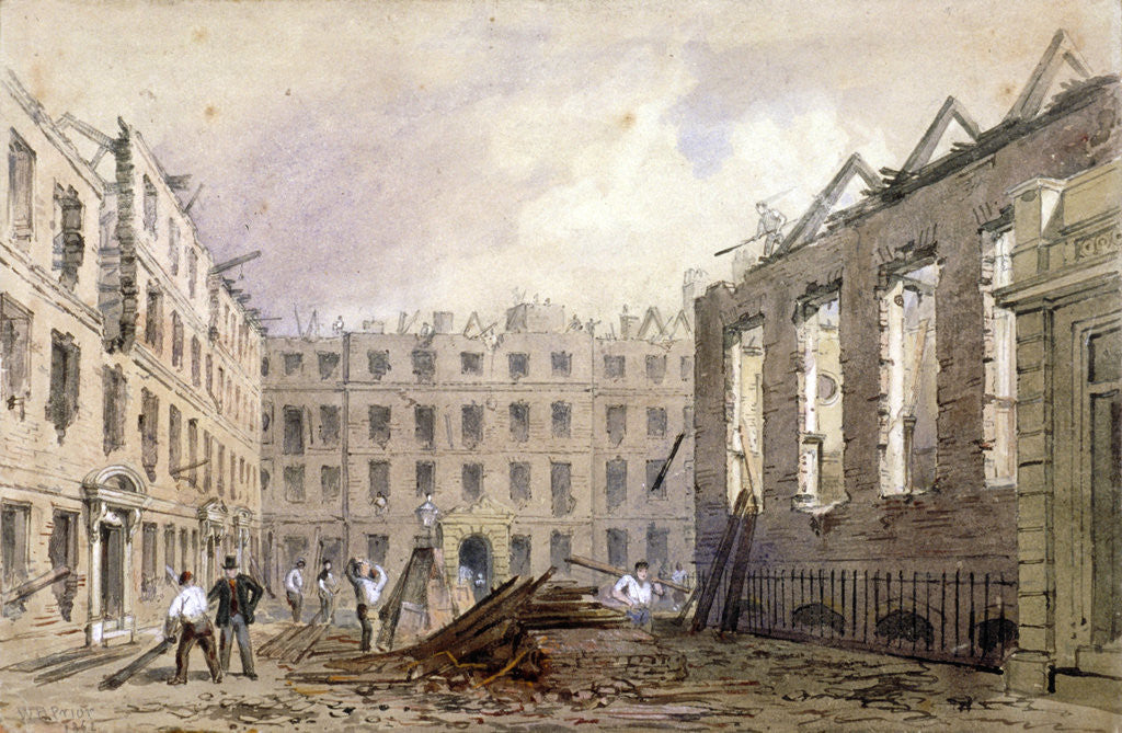 Detail of The demolition of Lyon's Inn, Westminster, London by William Henry Prior