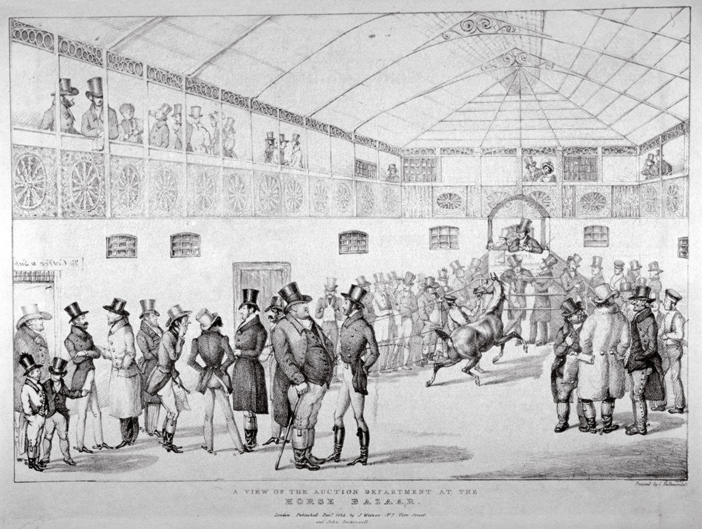 Detail of Auction rooms at Aldridge's Horse Repository, St Martin's Lane, Westminster, London by Anonymous