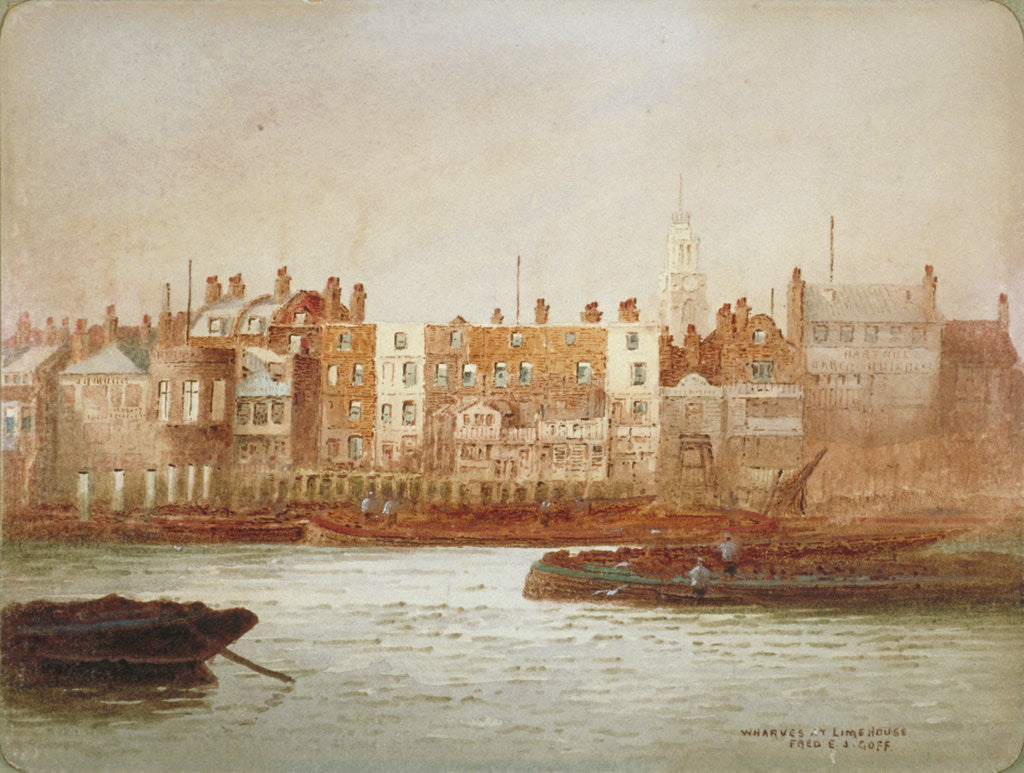 Wharves at Limehouse, London by Frederick J Goff