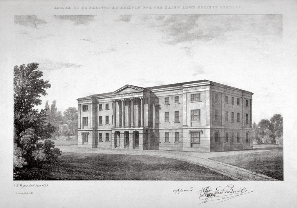 Detail of View of the Royal Asylum of St Ann's Society to be erected on Streatham Hill, London by Anonymous
