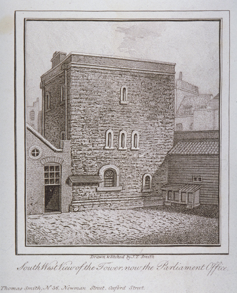 Detail of South-west view of the Jewel Tower, Old Palace Yard, Westminster, London by John Thomas Smith