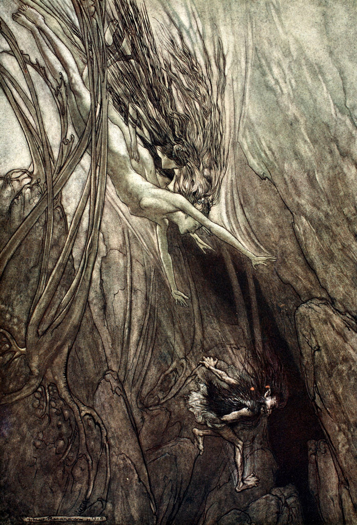 Detail of Seize the despoiler! Rescue the gold! Help us! Help us! Woe! Woe! by Arthur Rackham