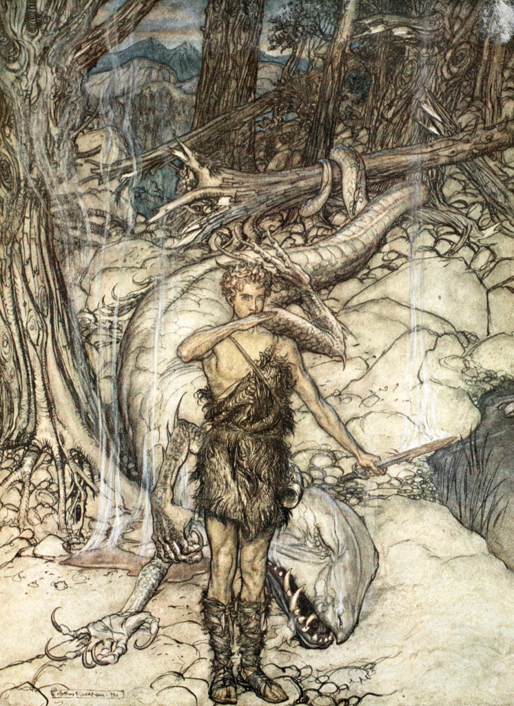 Detail of The hot blood burns like fire! by Arthur Rackham