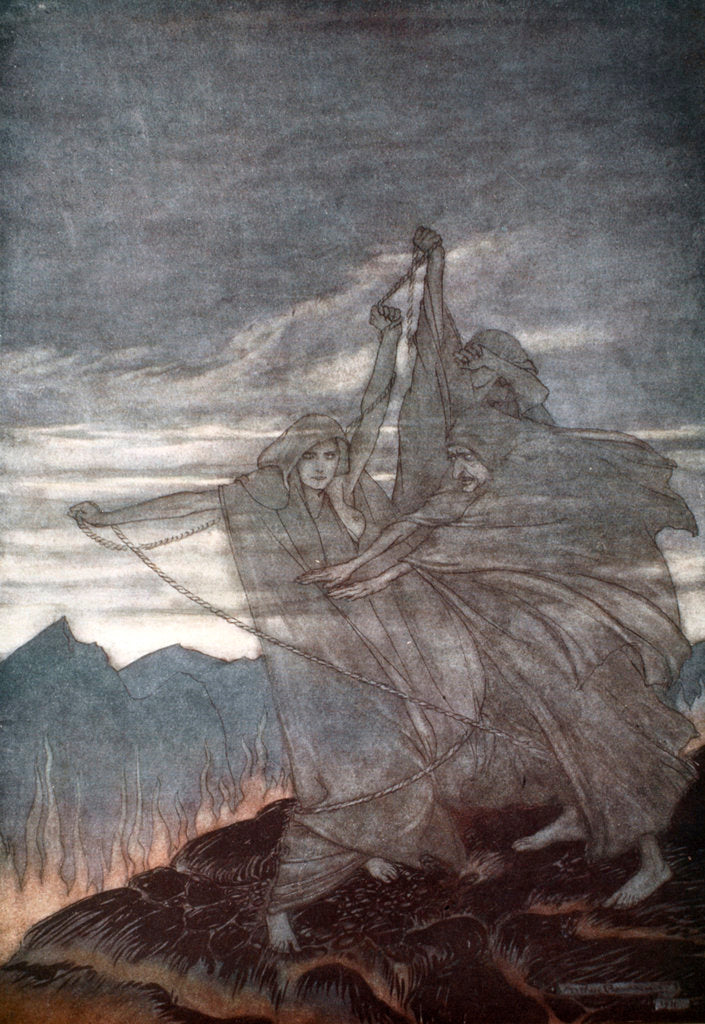 Detail of The Norns vanish by Arthur Rackham