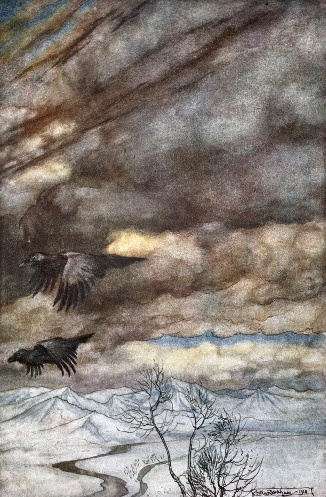 Detail of The ravens of Wotan by Arthur Rackham