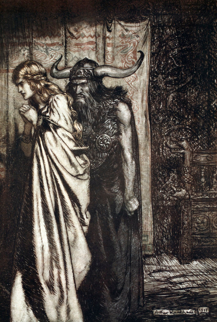 Detail of O wife betrayed I will avenge they trust deceived! by Arthur Rackham