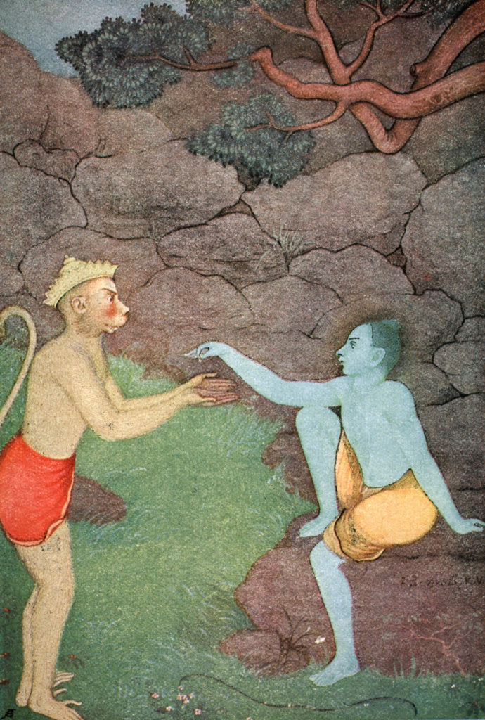 Detail of Rama sending his signet-ring to Sita by K Venkatappa