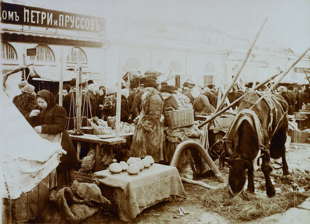 Detail of Market on the Moskvoretskaya Embankment, Moscow, Russia, 1911 by Unknown