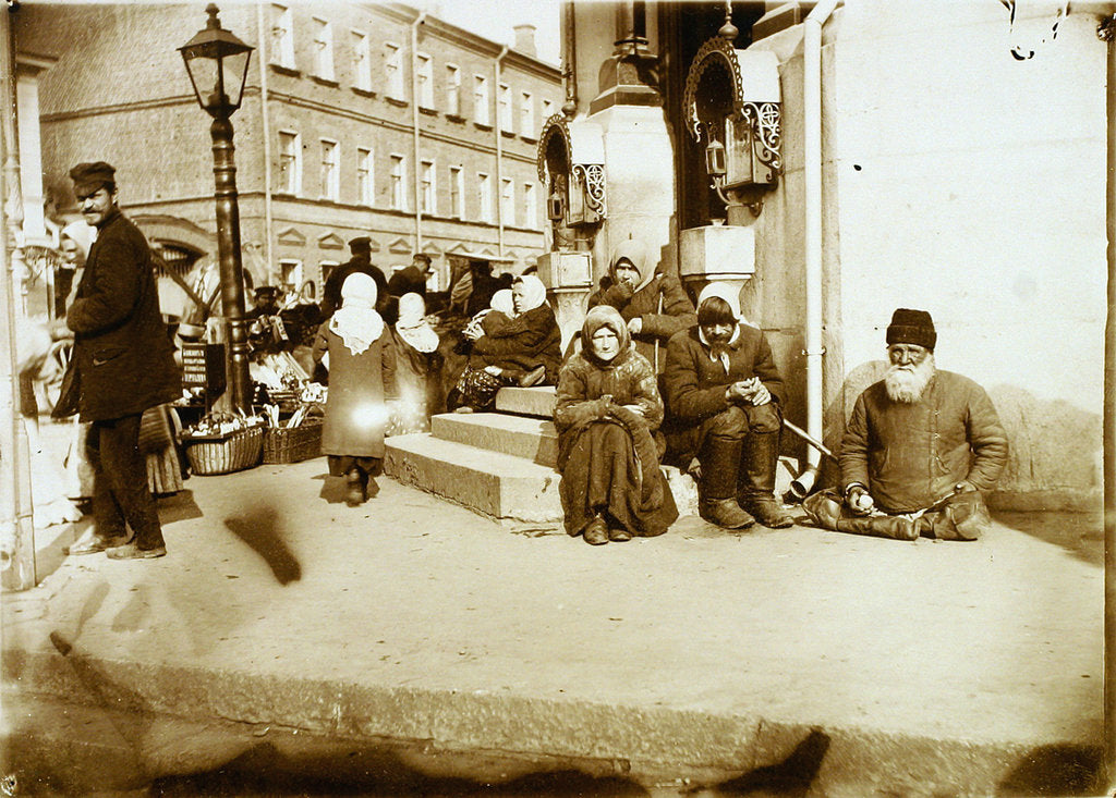 Detail of Beggars in front of the Valaam Monastery, Moscow, Russia, 1907 by Unknown