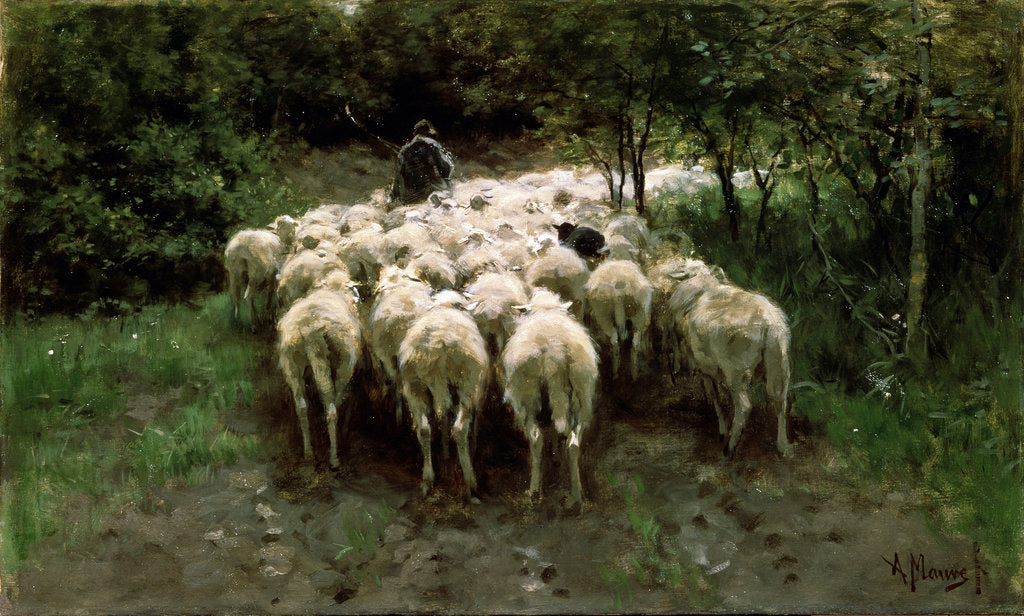 Detail of Sheep in the Forest, 19th century. by Anton Mauve