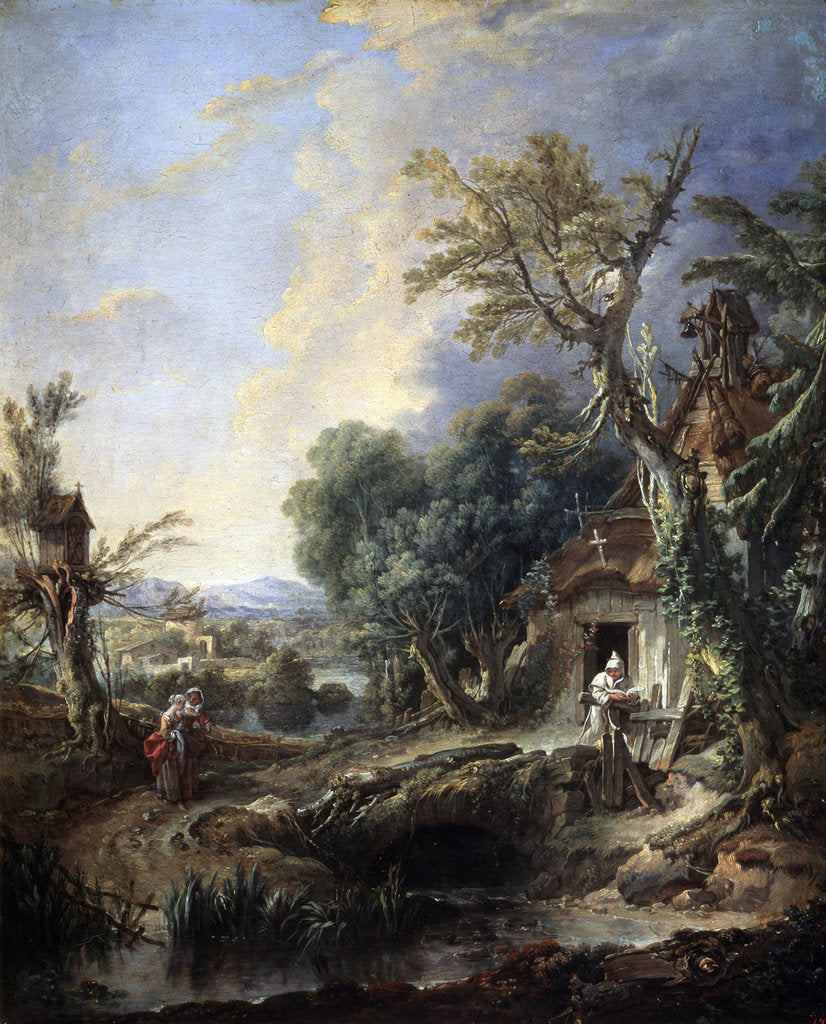 Detail of Landscape with a Hermit, 1742. by François Boucher