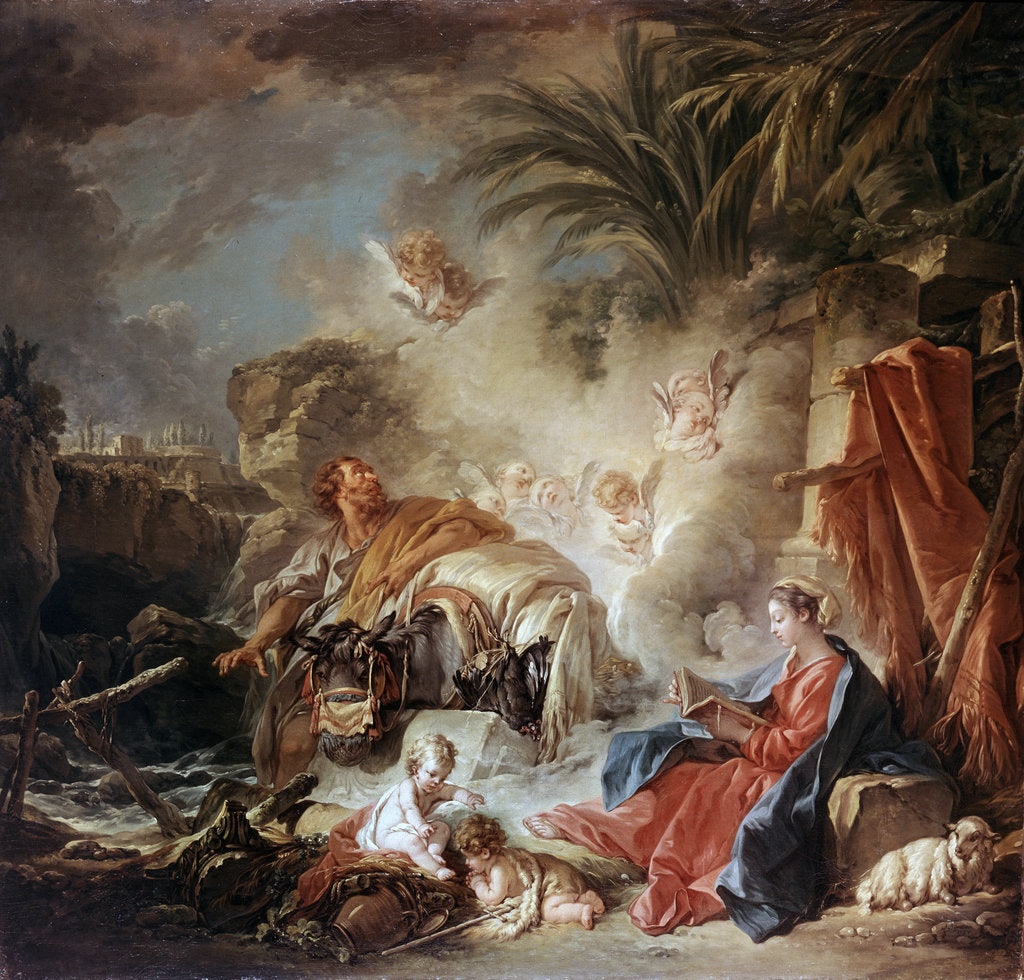 Detail of Rest on the Flight into Egypt, 1757. by François Boucher