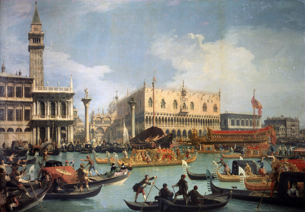 Detail of Buccentoros Return to the Pier at the Doges palace, 1730s. by Canaletto