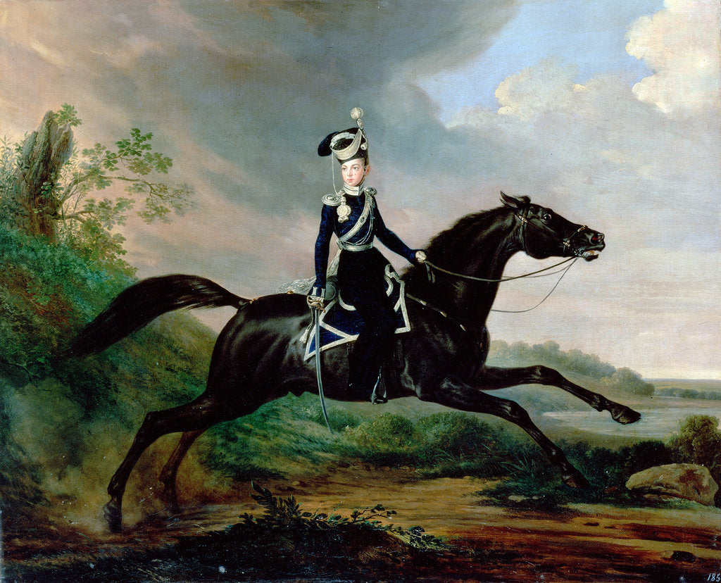Detail of Equestrian Portrait of Grand Prince Alexander Nikolayevich,, 1832. by Franz Kruguer