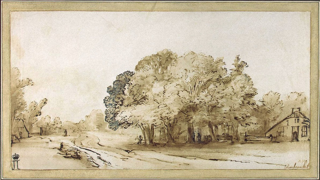 Detail of Village Road, c1650. by Rembrandt Harmensz van Rijn