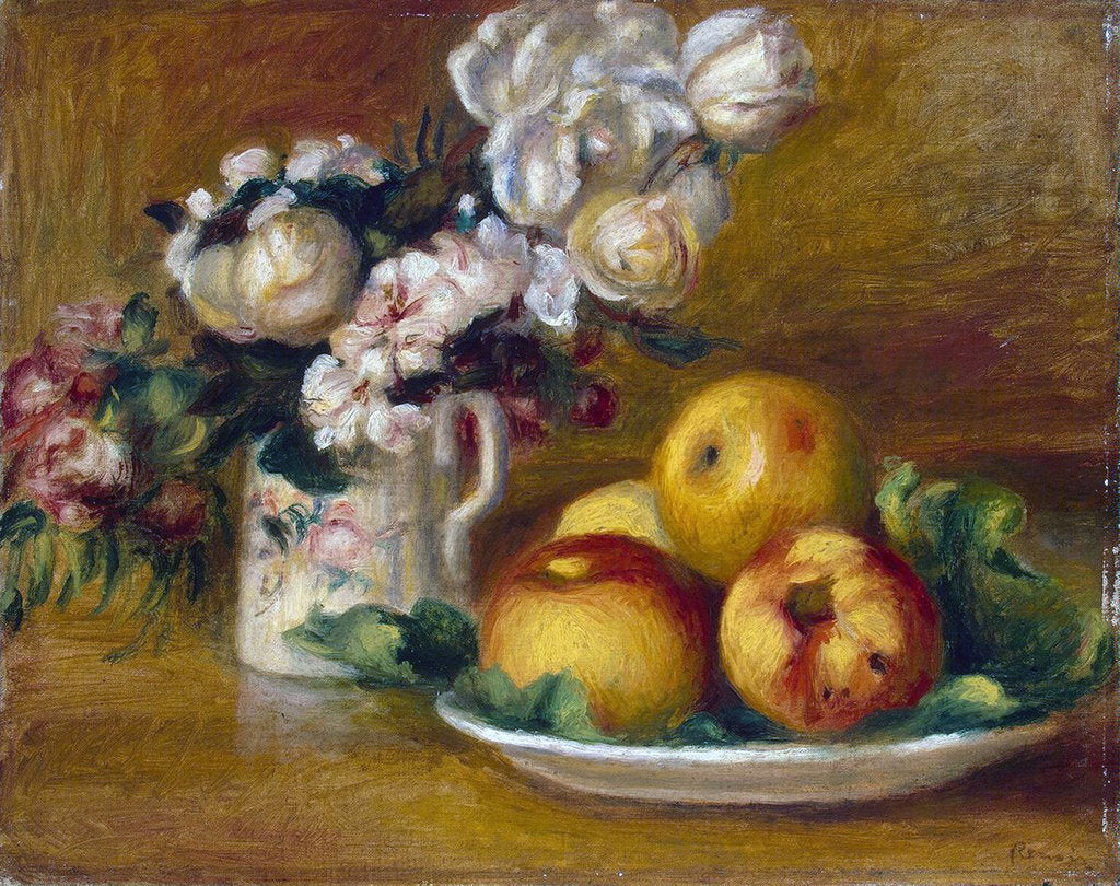 Apples and Flowers, c1895. by Pierre-Auguste Renoir